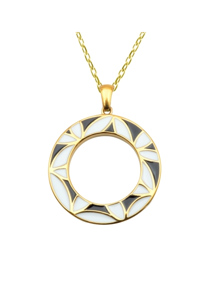 Collier acier PVD doré - email - 45+5cm