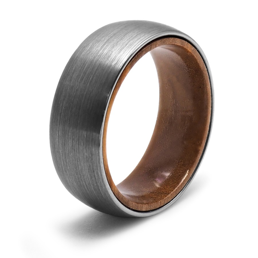 Bague tungstène - intérieur confort en bois - largeur 8mm - Toltek