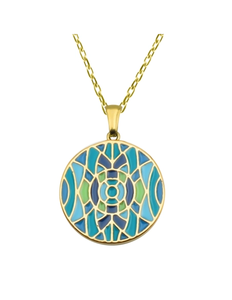 Collier acier PVD doré - email - 38+5cm