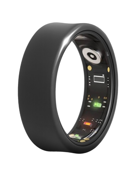 Bague connectée Toltek "Titania Nera" - titane noir - Largeur 8mm - Taille 54,57,60,62,65,67
