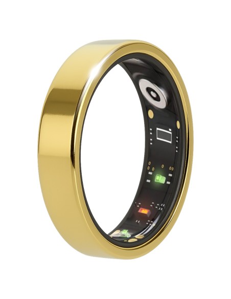 Bague connectée Toltek "Linea Oro" - acier PVD doré - Largeur 6mm - Taille 54,57,60,62,65,67