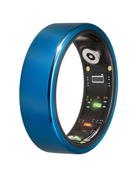 Bague connectée Toltek "Azzurra" - acier PVD bleu - Largeur 9mm - Taille 60,62,65,67