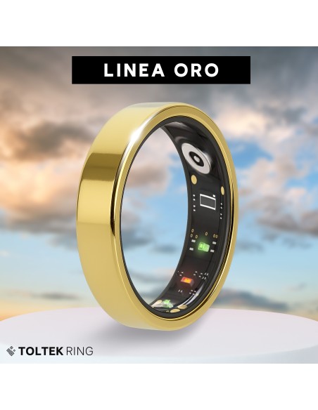 Bague connectée Toltek "Linea Oro" - acier PVD doré - Largeur 6mm - Taille 54,57,60,62,65,67