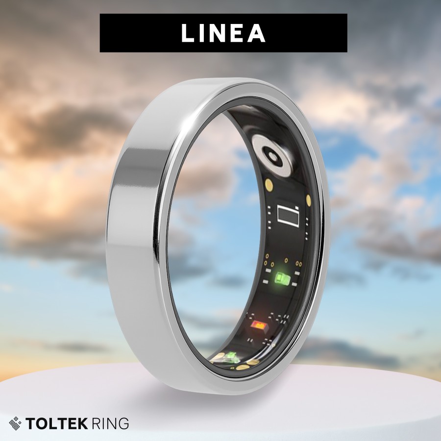 Bague connectée Toltek "Linea" - acier - Largeur 6mm - Taille 54,57,60,62,65,67