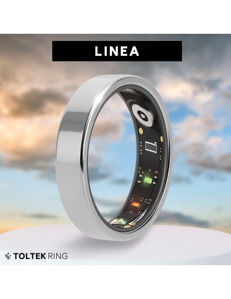 Bague connectée Toltek "Linea" - acier - Largeur 6mm - Taille 54,57,60,62,65,67