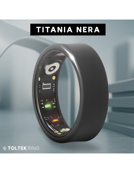Bague connectée Toltek "Titania Nera" - titane noir - Largeur 8mm - Taille 54,57,60,62,65,67