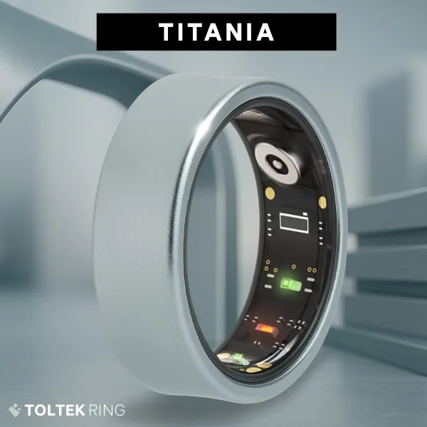 Bague connectée Toltek "Titania" - titane - Largeur 8mm - Taille 54,57,60,62,65,67