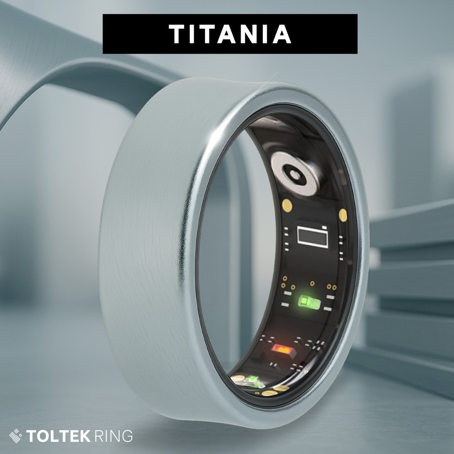 Bague connectée Toltek "Titania" - titane - Largeur 8mm - Taille 54,57,60,62,65,67