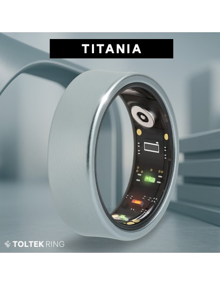 Bague connectée Toltek "Titania" - titane - Largeur 8mm - Taille 54,57,60,62,65,67