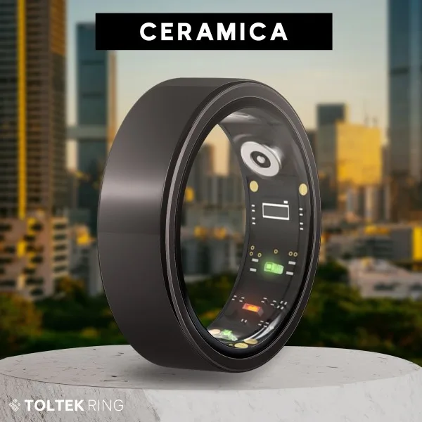 Bague connectée Toltek "Ceramica" - céramique - Largeur 9mm - Taille 54,57,60,62,65,67