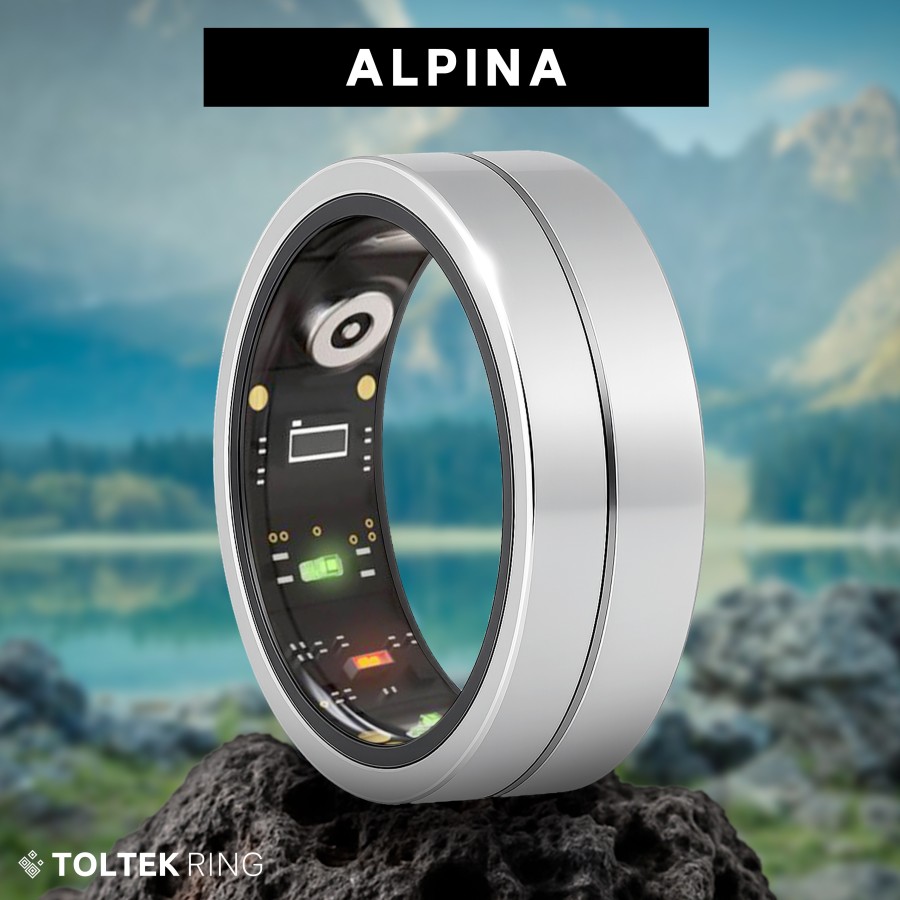 Bague connectée Toltek "Alpina" - acier brossé - Largeur 9mm - Taille 60,62,65,67