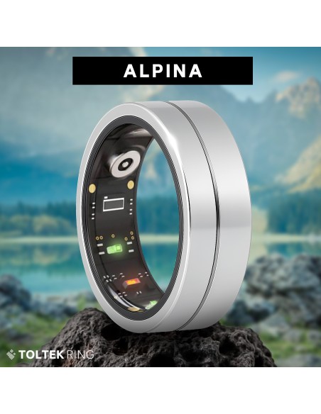 Bague connectée Toltek "Alpina" - acier brossé - Largeur 9mm - Taille 60,62,65,67