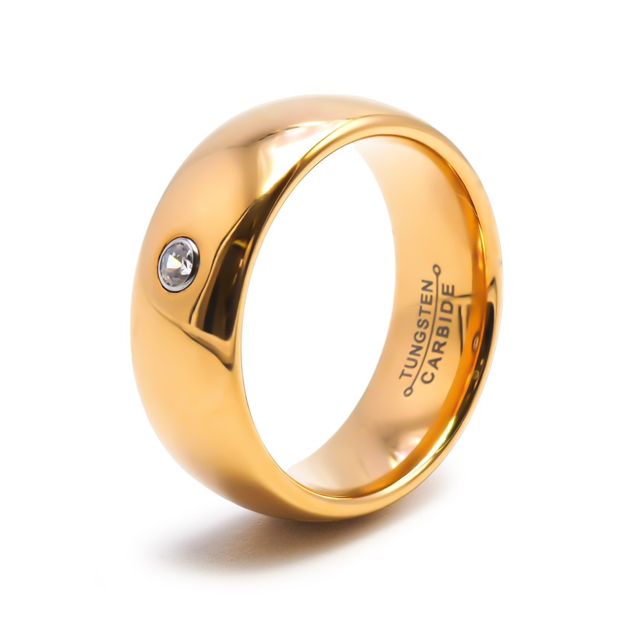 Alliance / Bague tungstène - PVD doré - intérieur confort - finitio...
