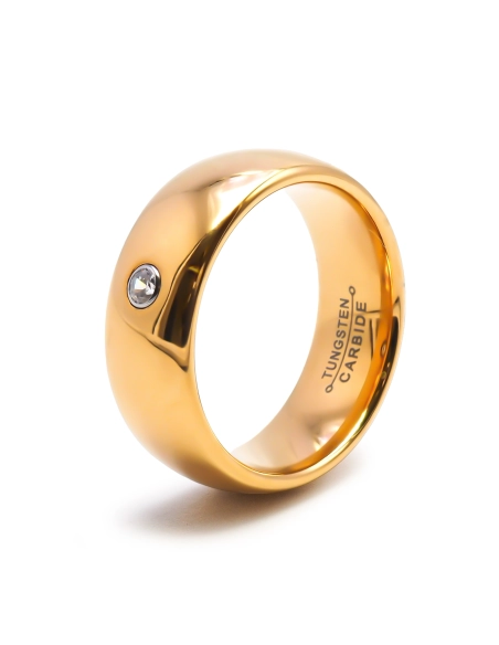 Alliance / Bague tungstène - PVD doré - intérieur confort - finitio...