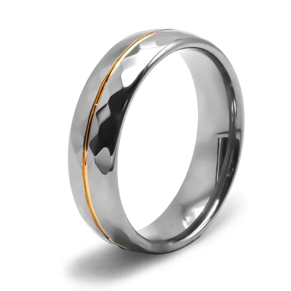 Bague / Alliance tungstène femme - 2 tons argent PVD doré - largeur...
