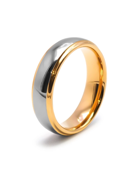 Alliance / Bague tungstène - 2 tons - PVD doré - couleur argent - i...
