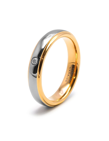 Alliance / Bague tungstène - PVD doré - intérieur confort - finitio...