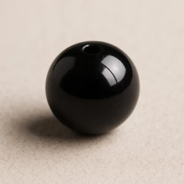 Bille Obsidienne - diamètre 6mm - trou intérieur adapté 1.3mm