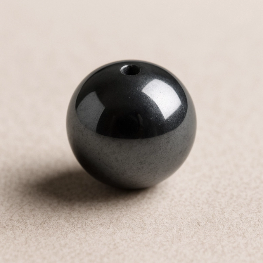 Bille Hématite - diamètre 6mm - trou intérieur adapté 1.3mm