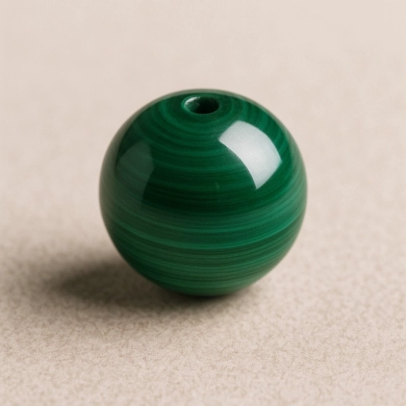 Bille Malachite - diamètre 6mm - trou intérieur adapté 1.3mm