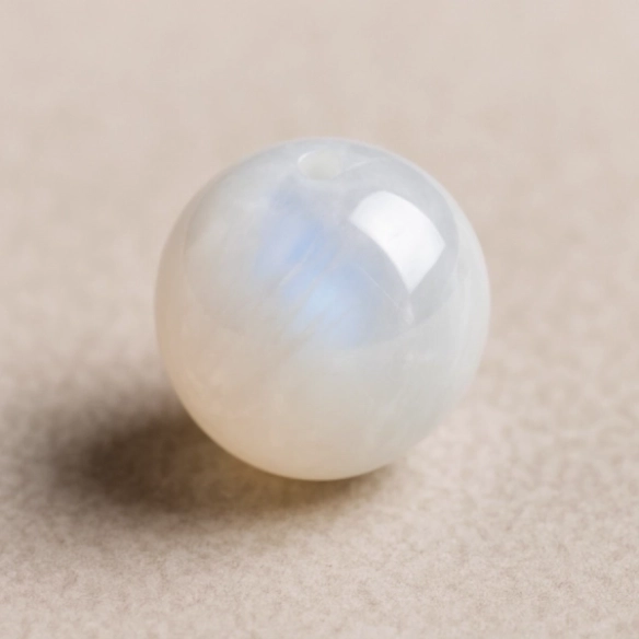 Bille Pierre de lune - diamètre 6mm - trou intérieur adapté 1.3mm