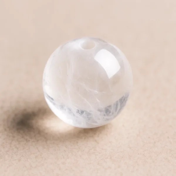 Bille Cristal de roche - diamètre 6mm - trou intérieur adapté 1.3mm