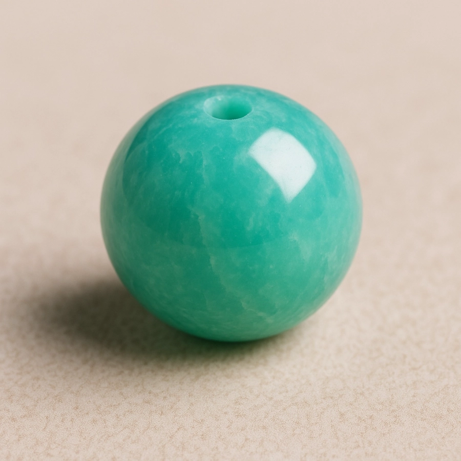 Bille Amazonite - diamètre 6mm - trou intérieur adapté 1.3mm