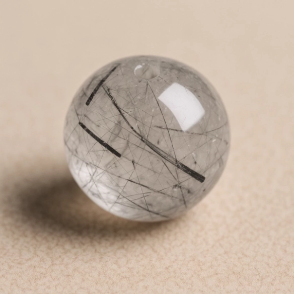 Bille Quartz tourmaliné - diamètre 6mm - trou intérieur adapté 1.3mm