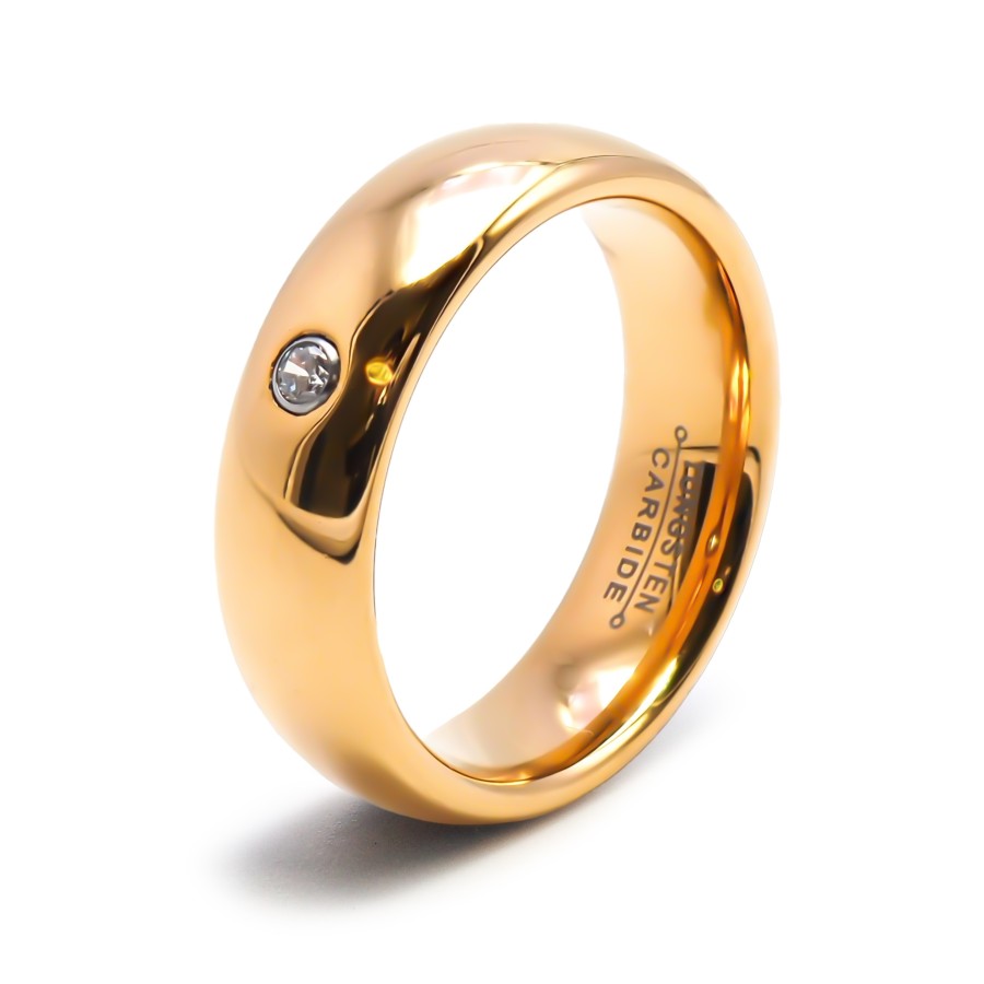 Alliance / Bague tungstène - PVD doré - intérieur confort - finitio...