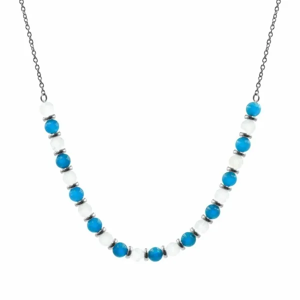 Collier lithothérapie "Stop Fringale" - Apatite - Pierre de lune - 40+8cm