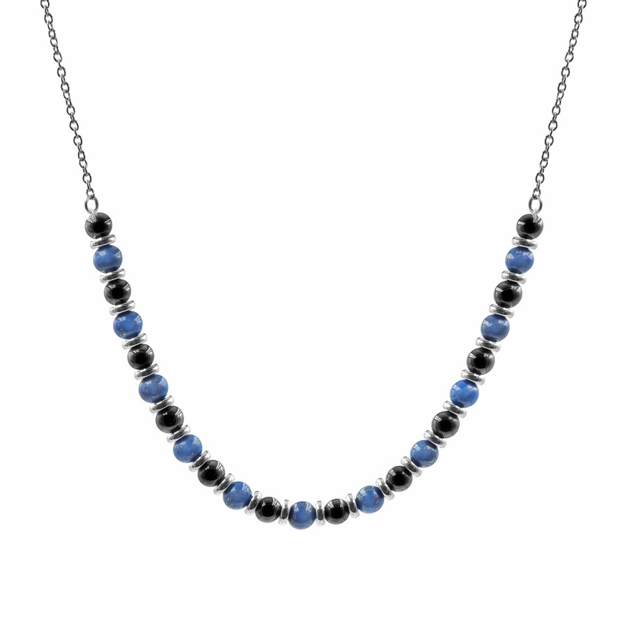 Collier lithothérapie "Bye Bye Blues" - Hématite - Lapis Lazuli - 40+8cm