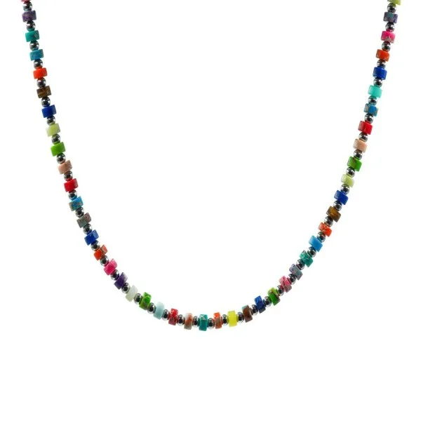 Collier en acier pour enfant - composants naturels - 32+10cm