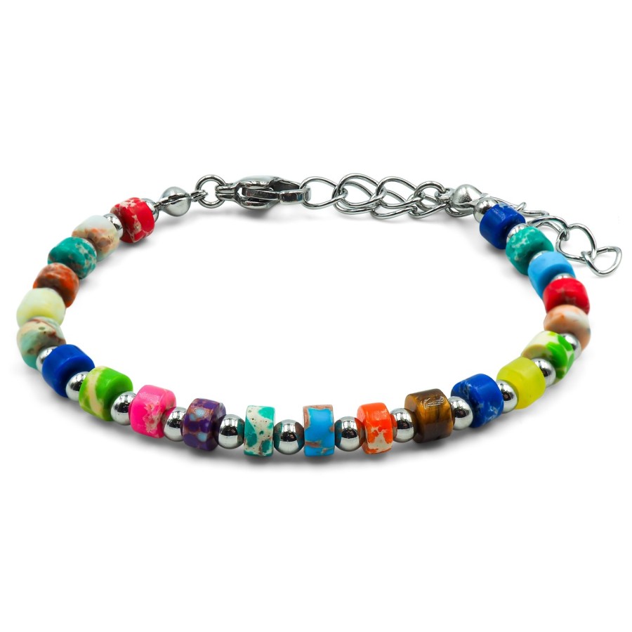 Bracelets en acier pour enfant - composants naturels - 13+5cm