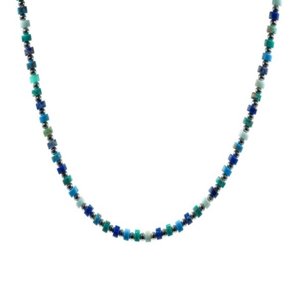 Collier en acier pour enfant - composants naturels - 32+10cm