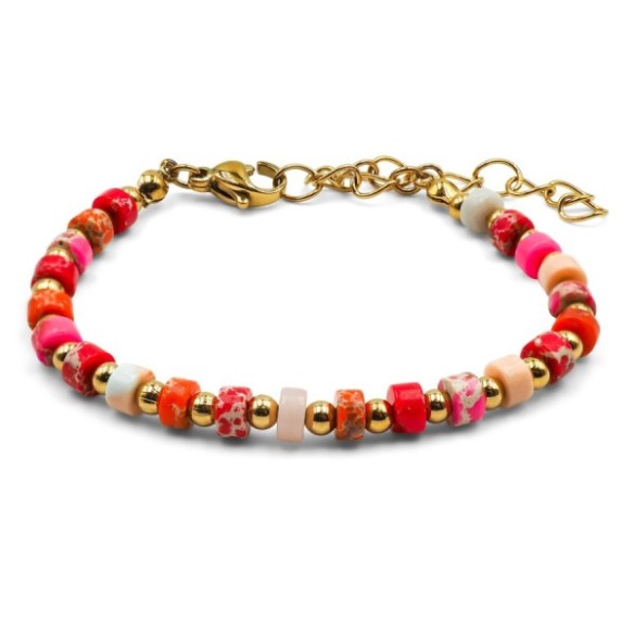 Bracelets en acier pour enfant - PVD doré - composants naturels - 13+5cm