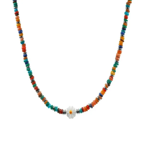 Collier en acier pour enfant - composants naturels - 32+10cm
