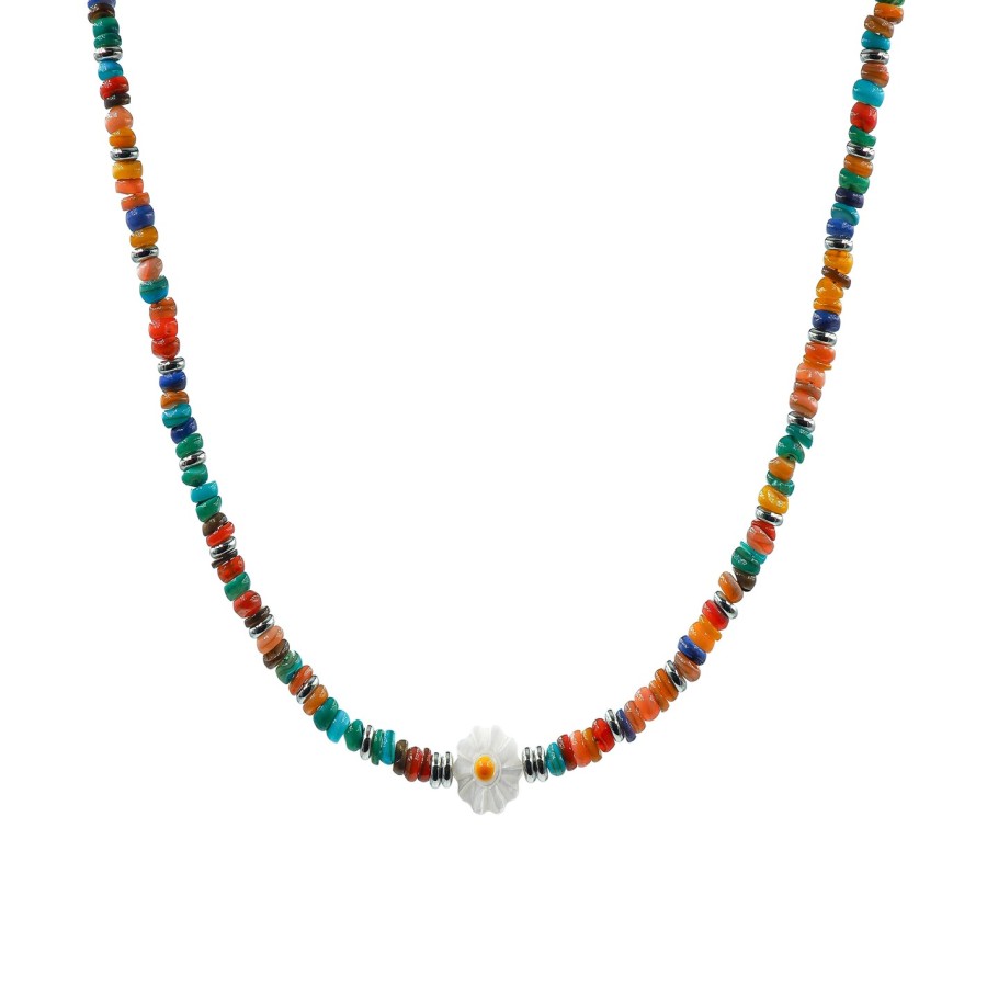 Collier en acier pour enfant - composants naturels - 32+10cm