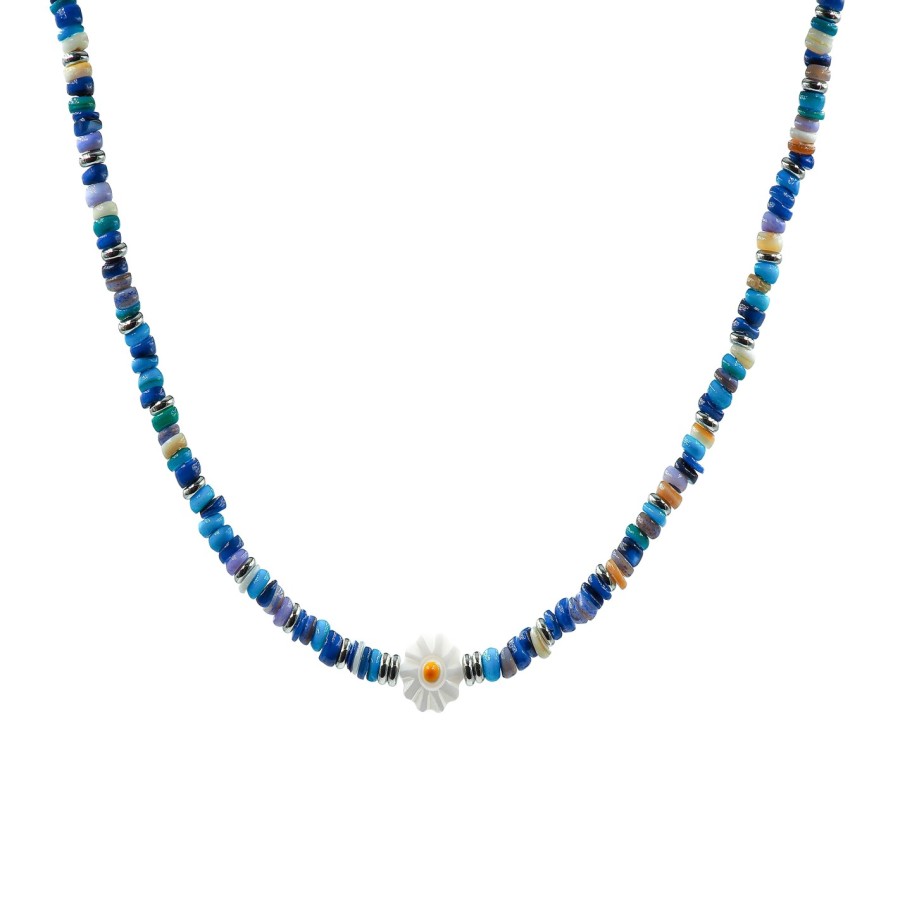 Collier en acier pour enfant - composants naturels - 32+10cm
