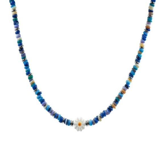 Collier en acier pour enfant - composants naturels - 32+10cm