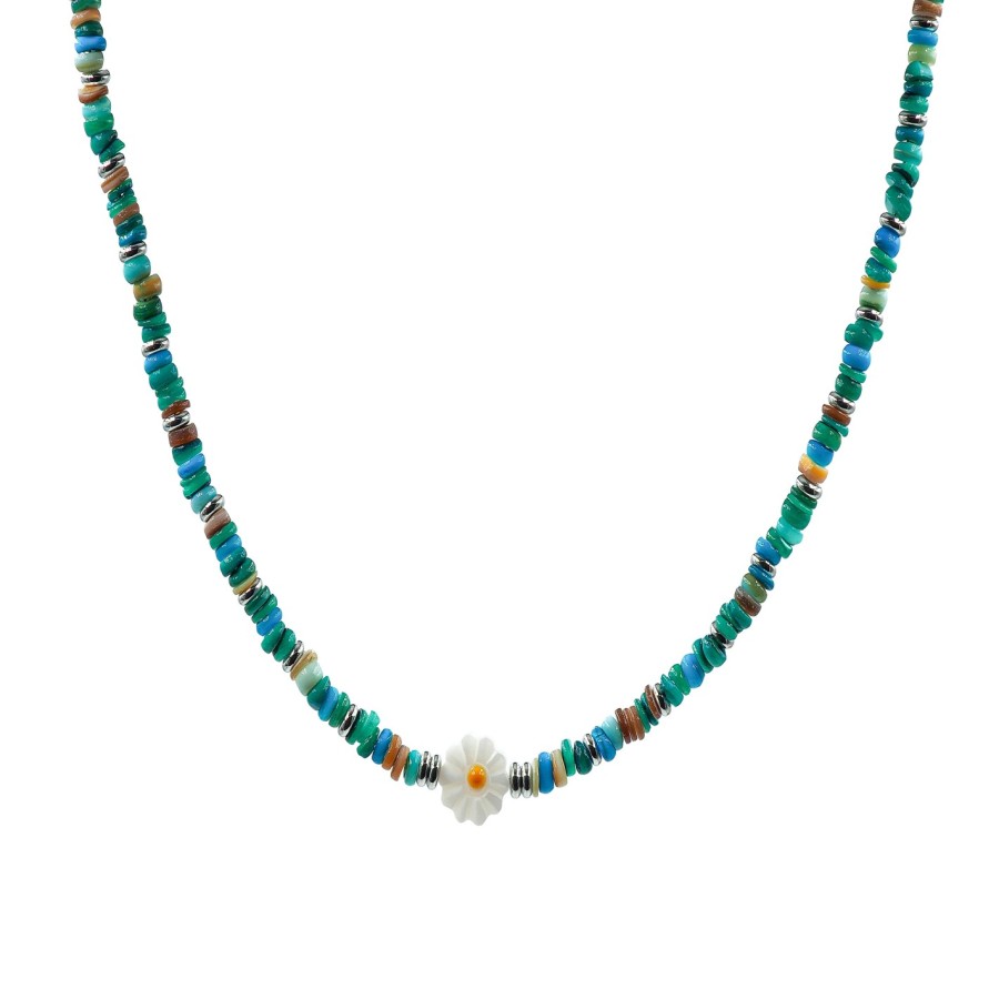 Collier en acier pour enfant - composants naturels - 32+10cm