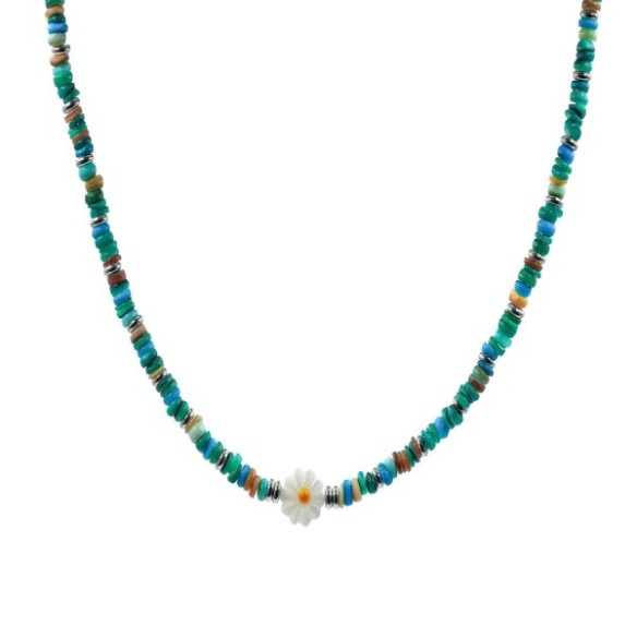 Collier en acier pour enfant - composants naturels - 32+10cm