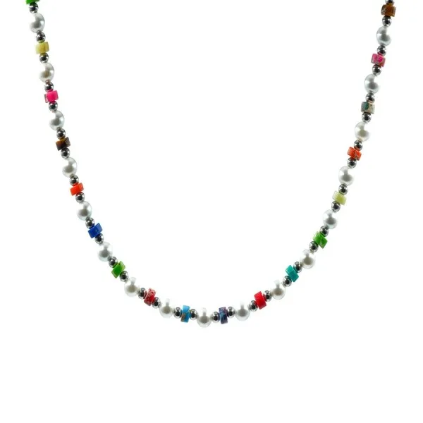 Collier en acier pour enfant - composants naturels - 32+10cm