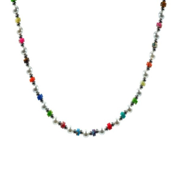 Collier en acier pour enfant - composants naturels - 32+10cm