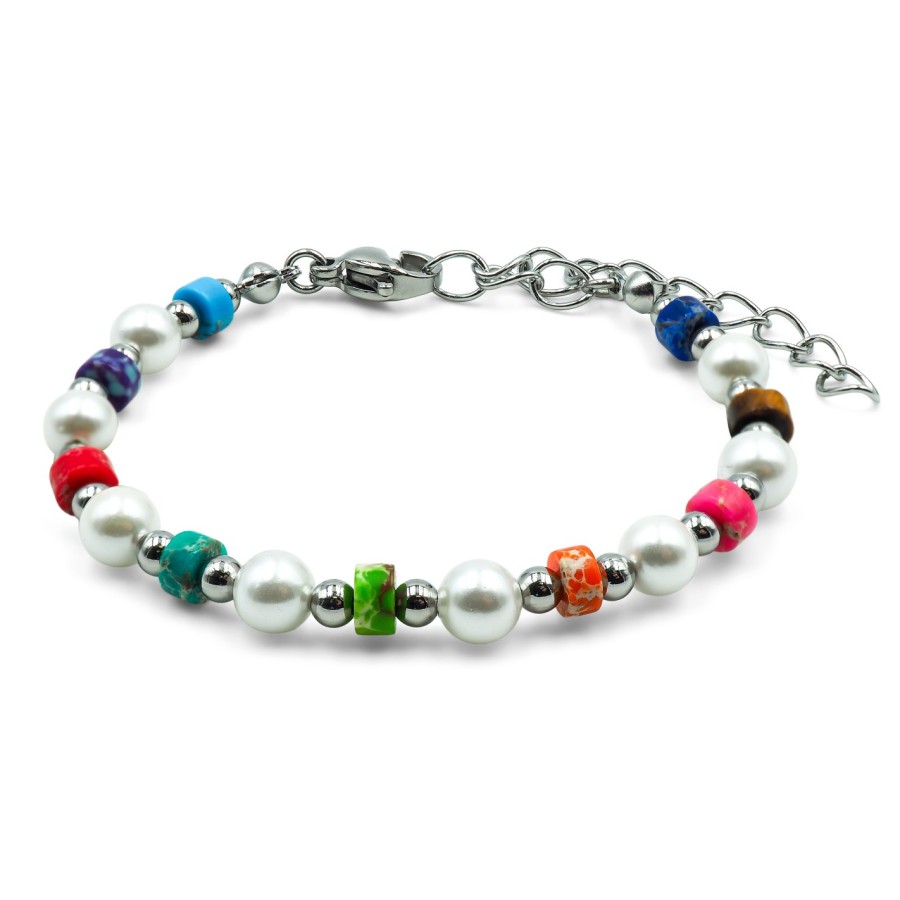 Bracelets en acier pour enfant - composants naturels - 13+5cm