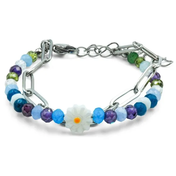 Bracelets en acier pour enfant - composants naturels - 13+5cm