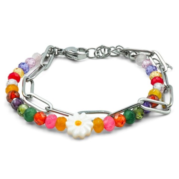 Bracelets en acier pour enfant - composants naturels - 13+5cm