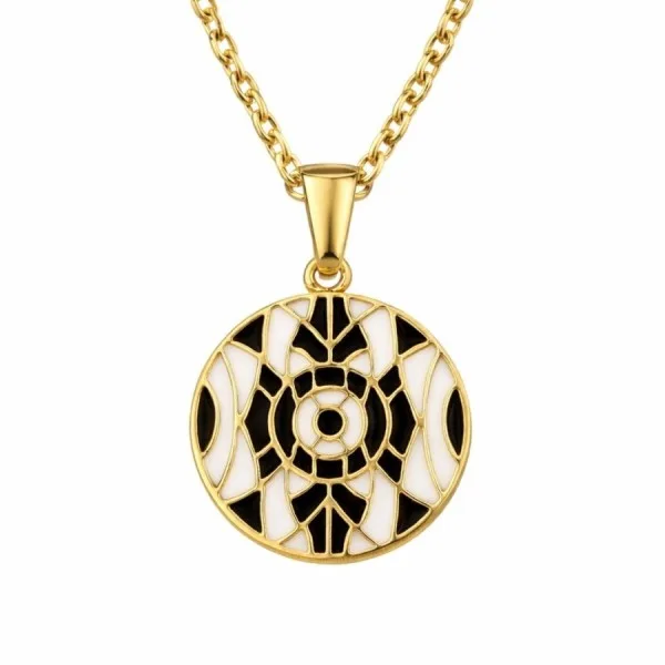 Collier acier PVD doré email - diamètre 15mm - 38+5cm