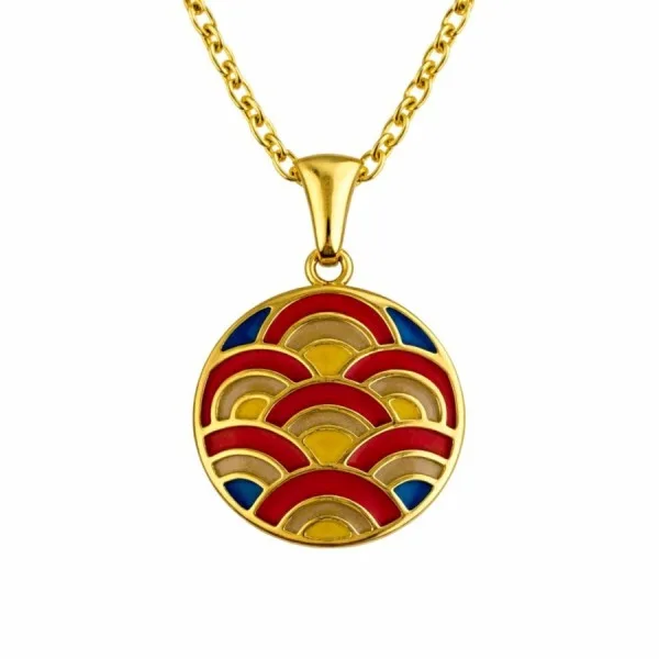 Collier acier PVD doré email - diamètre 15mm - 38+5cm