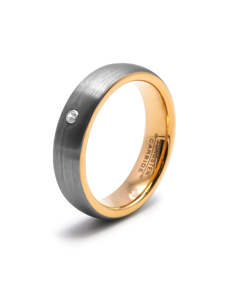 Alliance / Bague tungstène - PVD doré - intérieur confort - finitio...