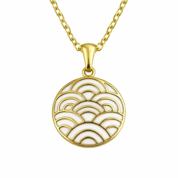Collier acier PVD doré email - diamètre 15mm - 38+5cm